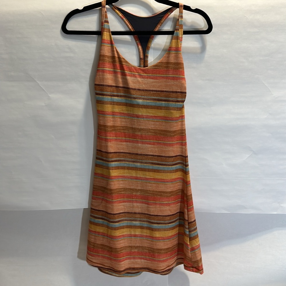 PrAna Opal Racerback Dress Apricot Solel Shelf Bra Zipper Pocket XS NWT